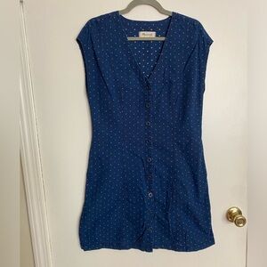 Madewell navy shift dress with embroidered heart details